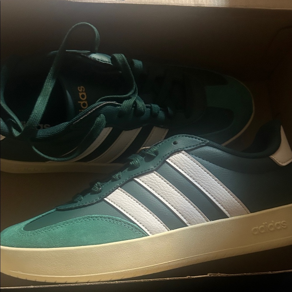 Adidas Men's Teal and White Sneakers